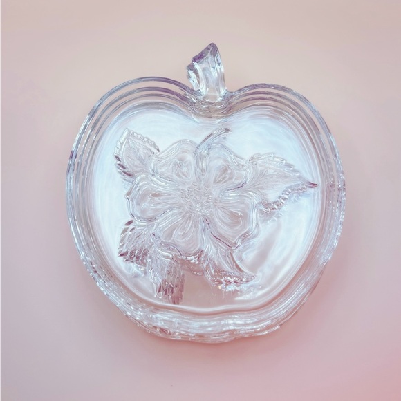 (4) Vintage 50s Hazel Atlas Orchard Apple Blossom Clear Glass Bread 6.25” Plates - Picture 5 of 9